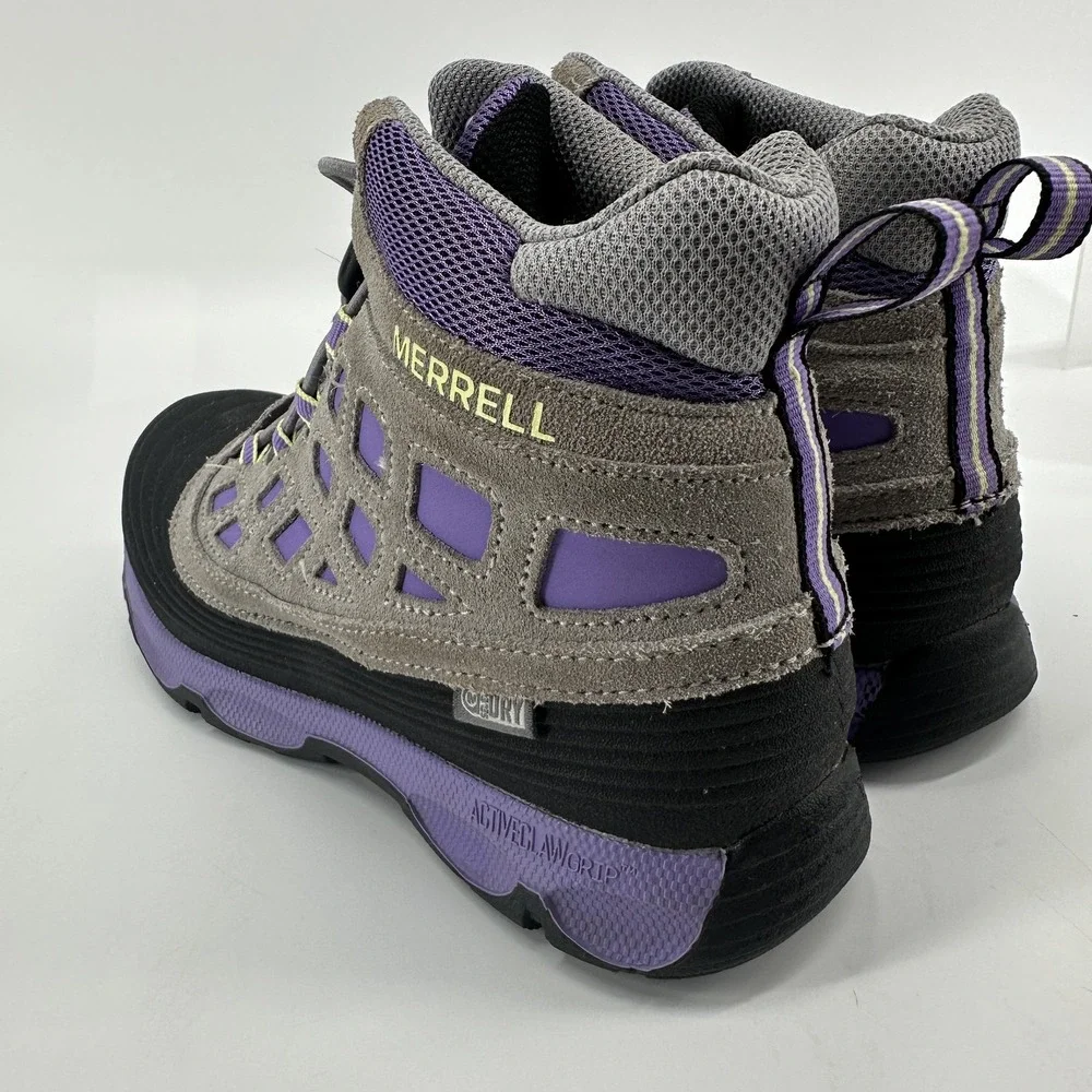 Merrell Thermo Shiver 2.0 WPF Boots Kids Size 4 Gray Purple Winter Hiking Snow
